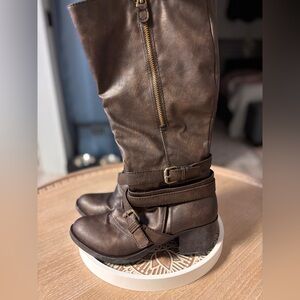 Brown Leather Knee-High Boots